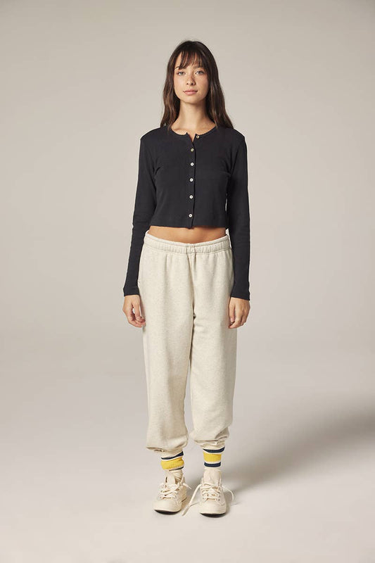 Button down short cardigan: Black / Solid