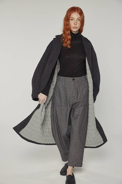 Cocoon sleeve maxi coat: Charcoal / Solid