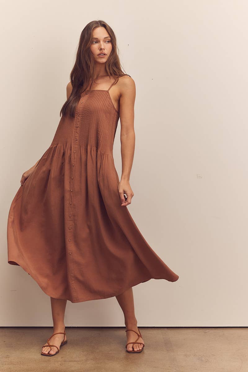 Pintuck top cami dress: Latte / Solid