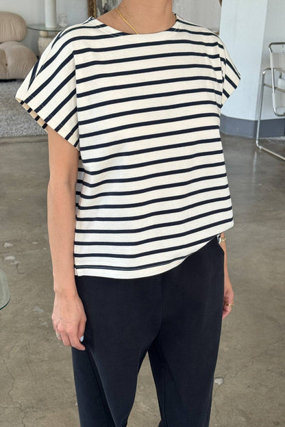 Manon Tee BLUE STRIPE ON CREAM