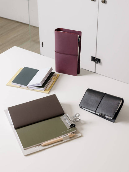 Genuine Leather Travel Notebook Cover | A5 Slim: Bordeaux