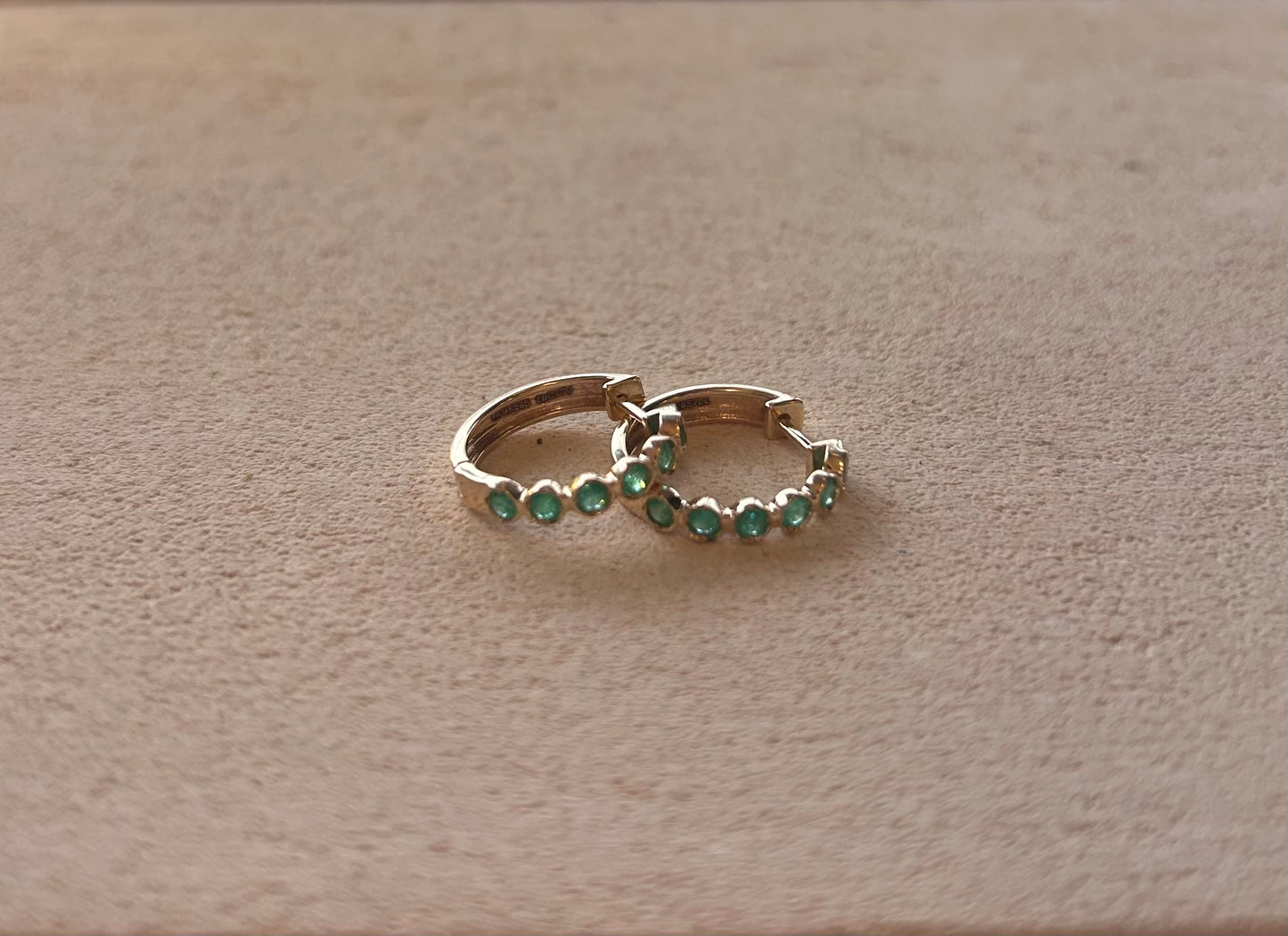 Crown Emerald Huggie Hoops