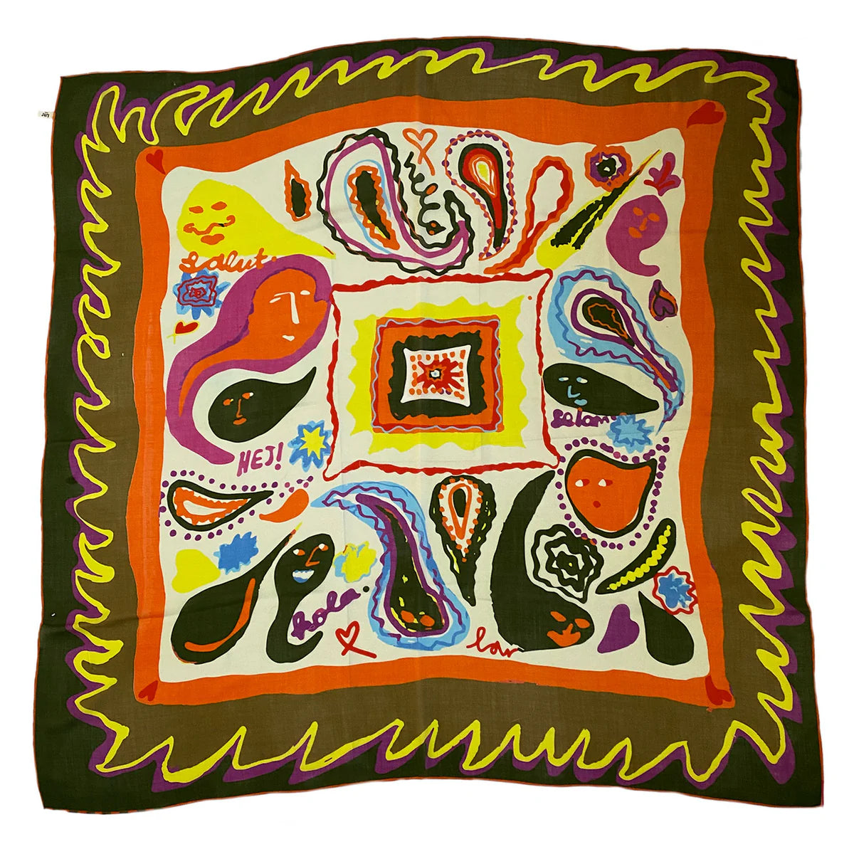 PAISLEY KHAKI WOOL SCARF