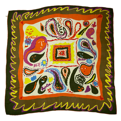PAISLEY KHAKI WOOL SCARF
