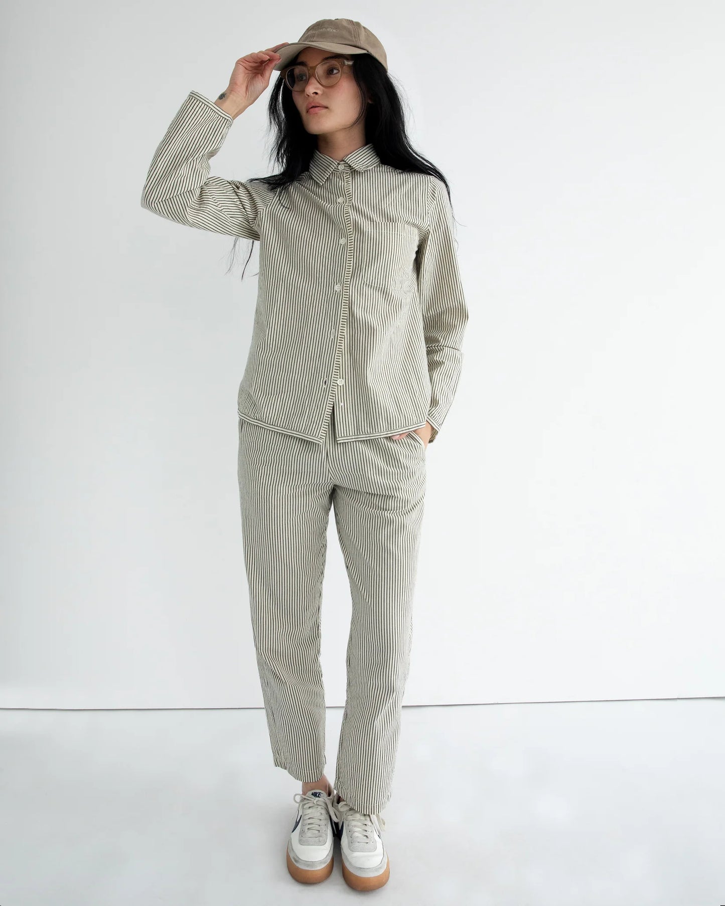 Strausii Pant - Natural Pencil Stripe By LWN