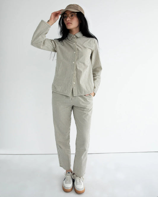 Strausii Pant - Natural Pencil Stripe By LWN