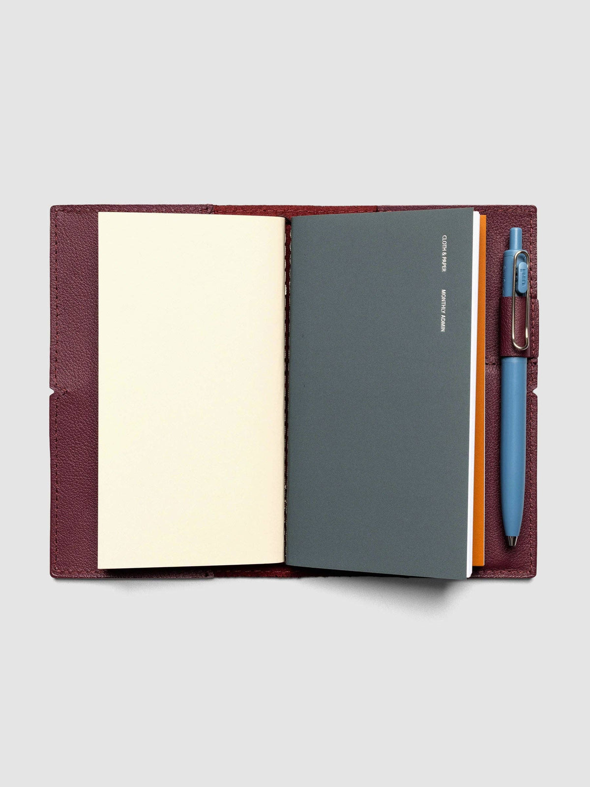 Genuine Leather Travel Notebook Cover | Pocket Plus: Bordeaux
