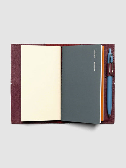 Genuine Leather Travel Notebook Cover | Pocket Plus: Bordeaux