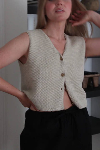 Owen Pima Cotton Vest: Ecru