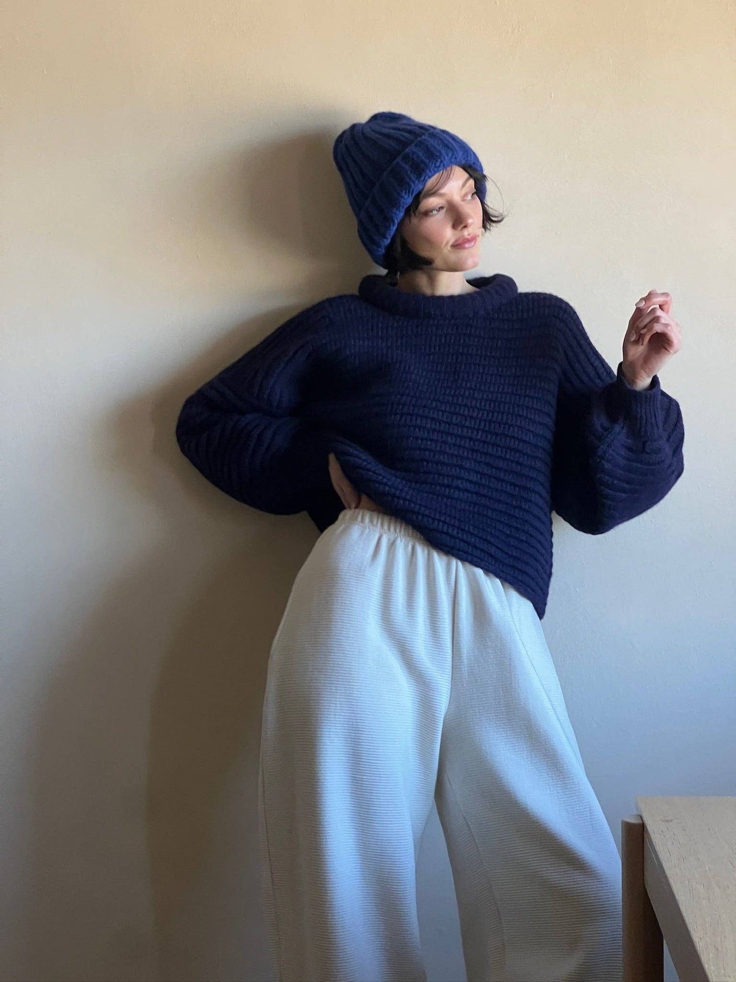 Romy Knitted Alpaca Balloon Sleeve Sweater: Umber / O/S