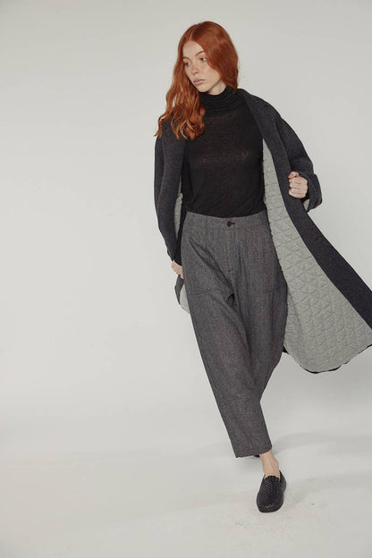 Cocoon sleeve maxi coat: Charcoal / Solid