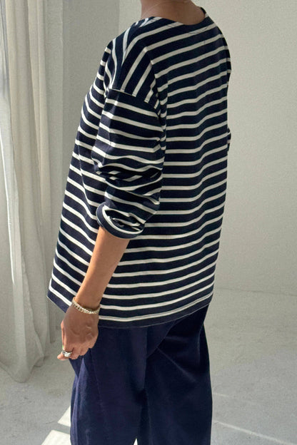 Marseille Top Blue Stripe On Cream
