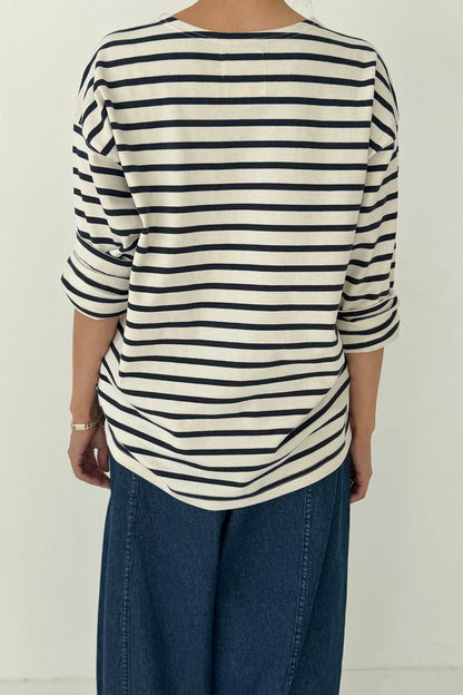 Marseille Top Blue Stripe On Cream