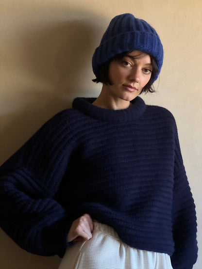 Romy Knitted Alpaca Balloon Sleeve Sweater: Umber / O/S