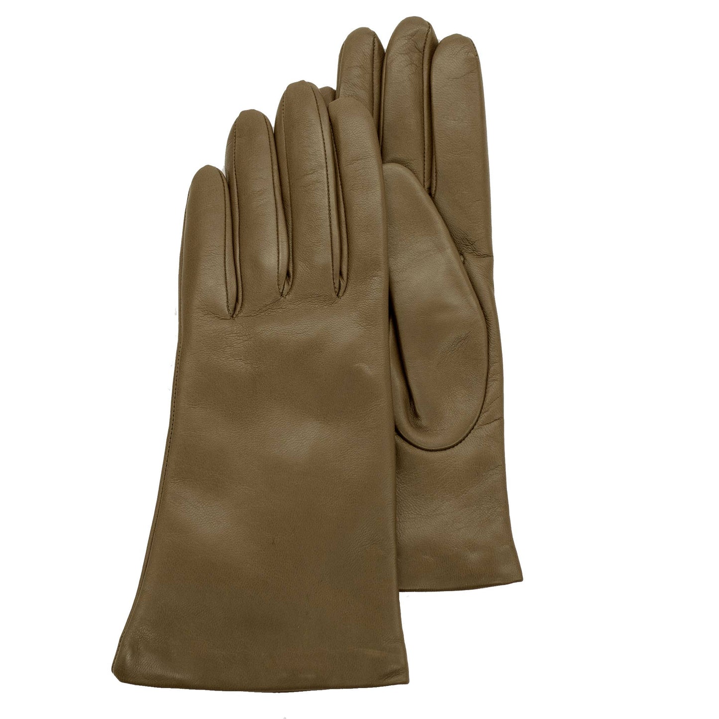 MADE IN ITALY 9" LEATHER GLOVES WITH CASHMERE LINING: BLACK / 7.5