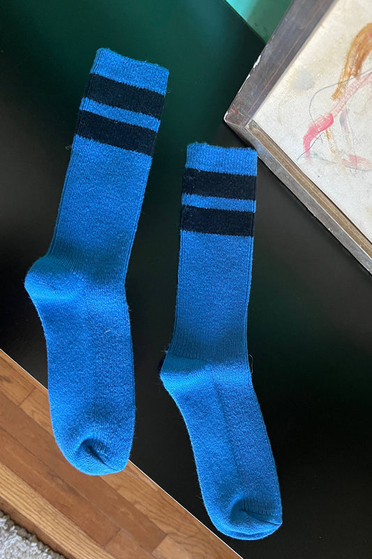 Grandpa Varsity Socks: Blue/Navy Stripe