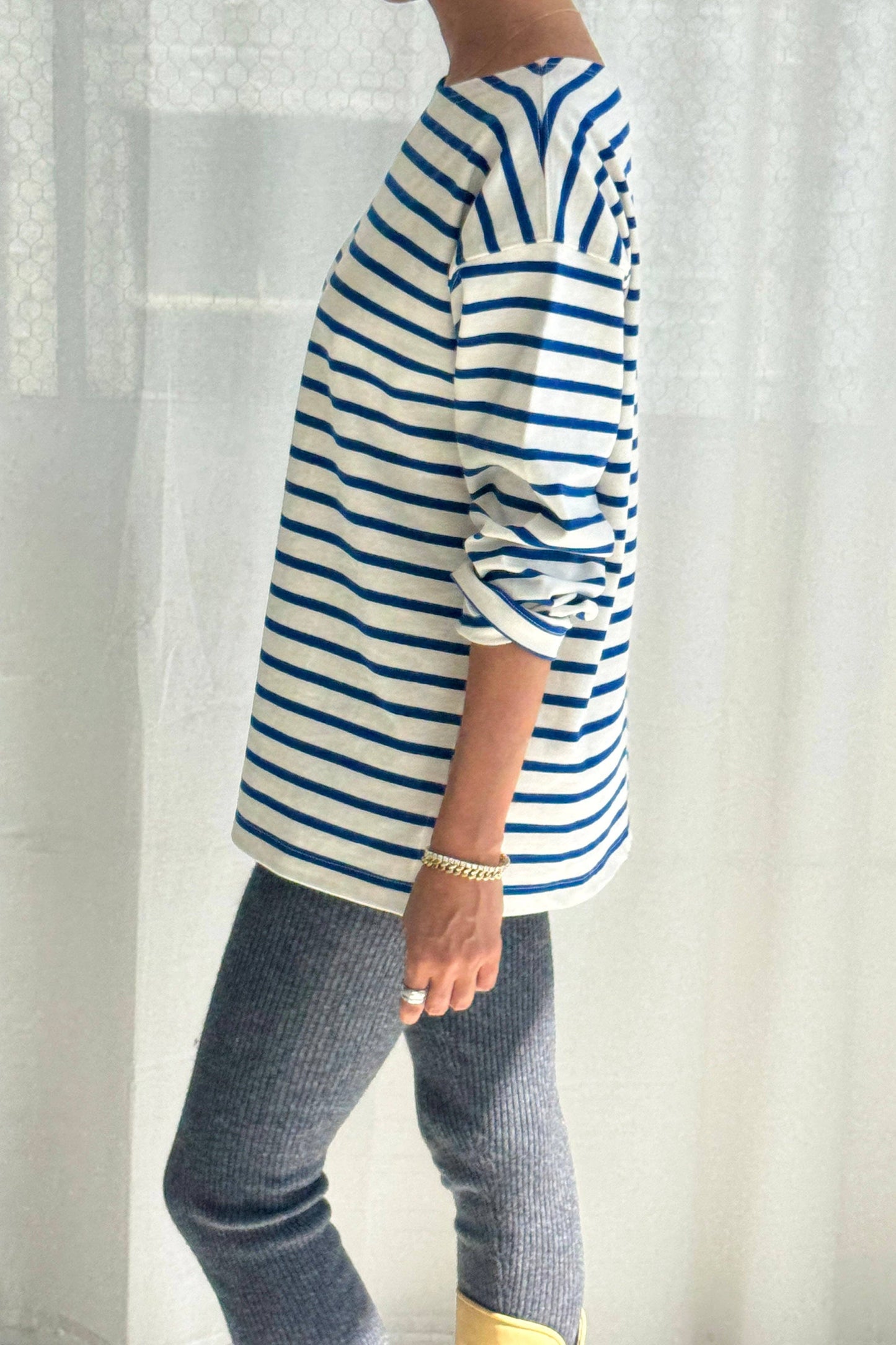 Marseille Top Blue Stripe On Cream