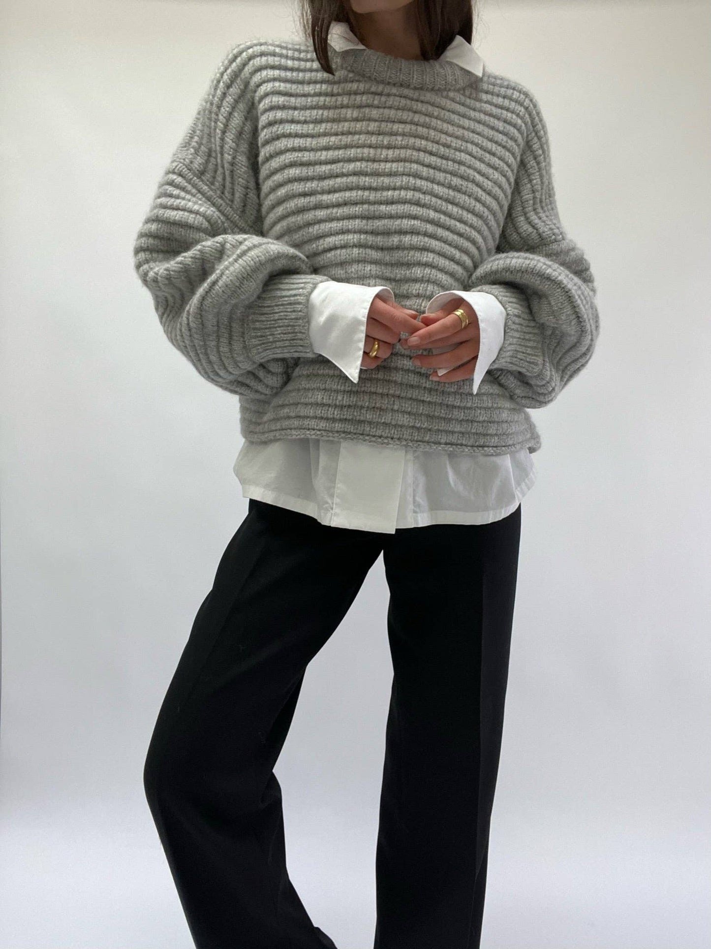 Romy Knitted Alpaca Balloon Sleeve Sweater: Umber / O/S