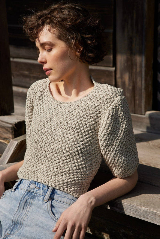 Lake Galvė Top: Handmade Linen & Cotton Crop Top: Natural Linen / M