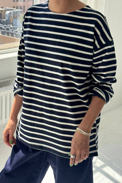 Marseille Top Blue Stripe On Cream