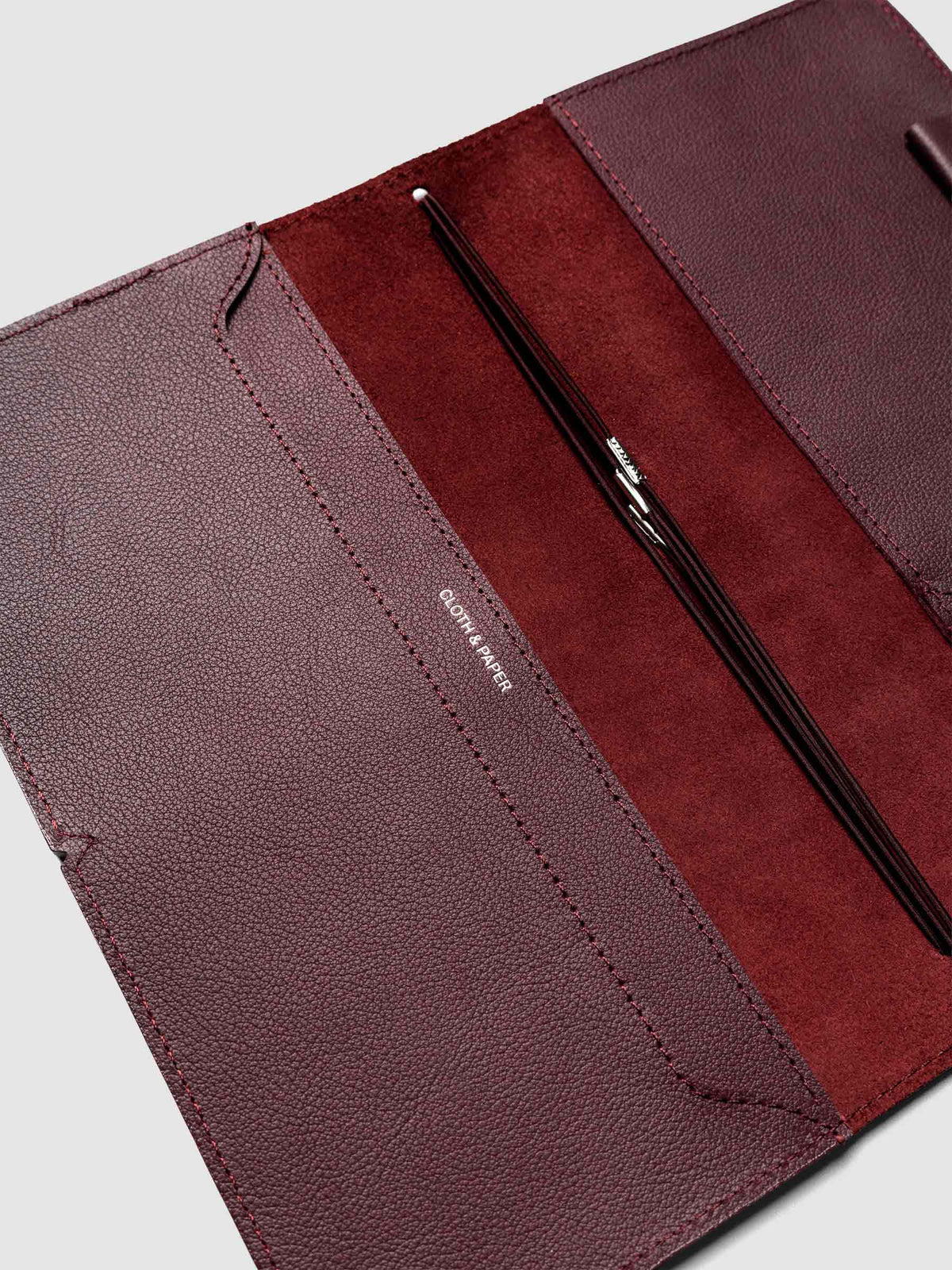 Genuine Leather Travel Notebook Cover | A5 Slim: Bordeaux