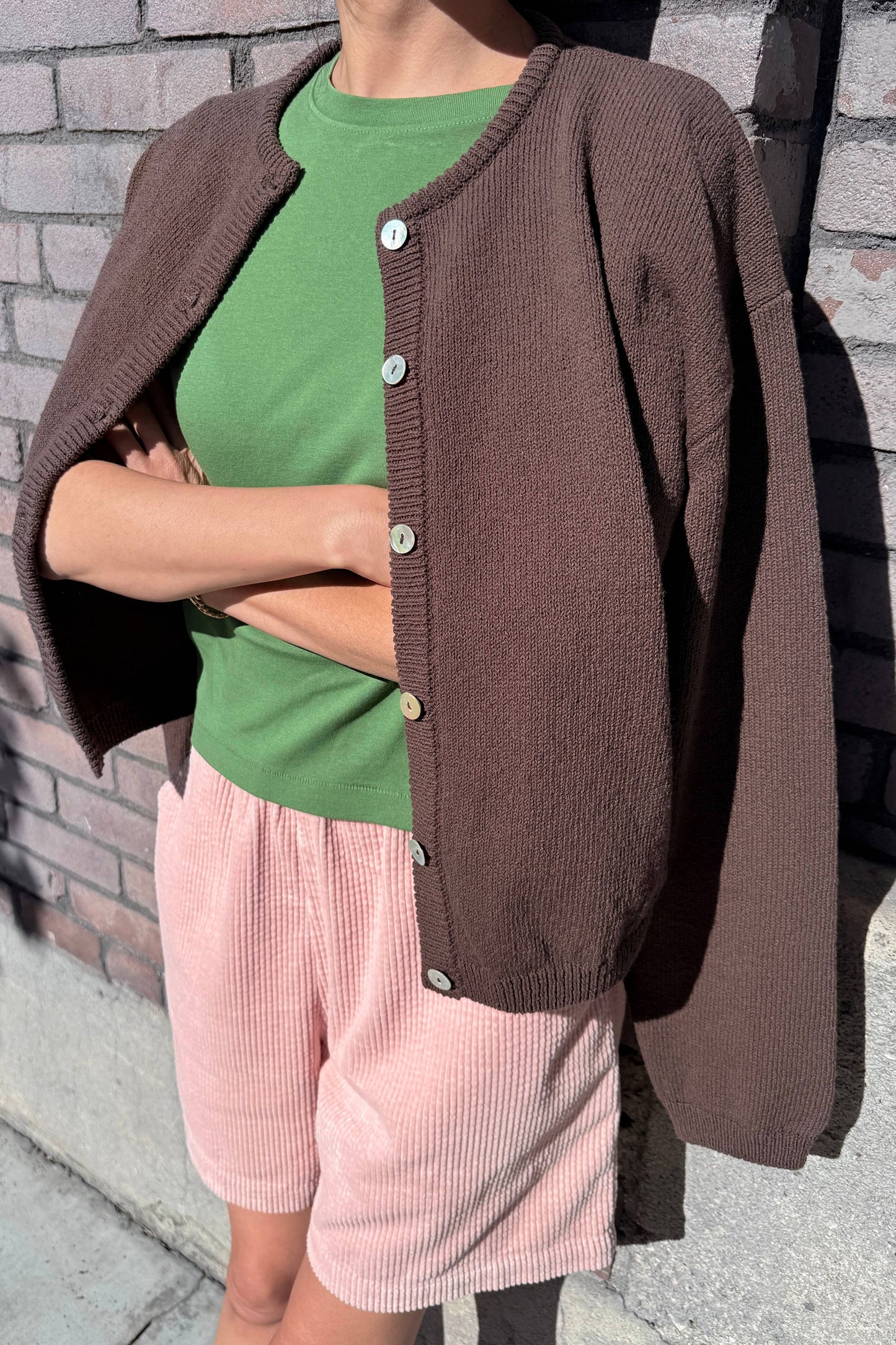 Cotton Leila Cardigan Brown