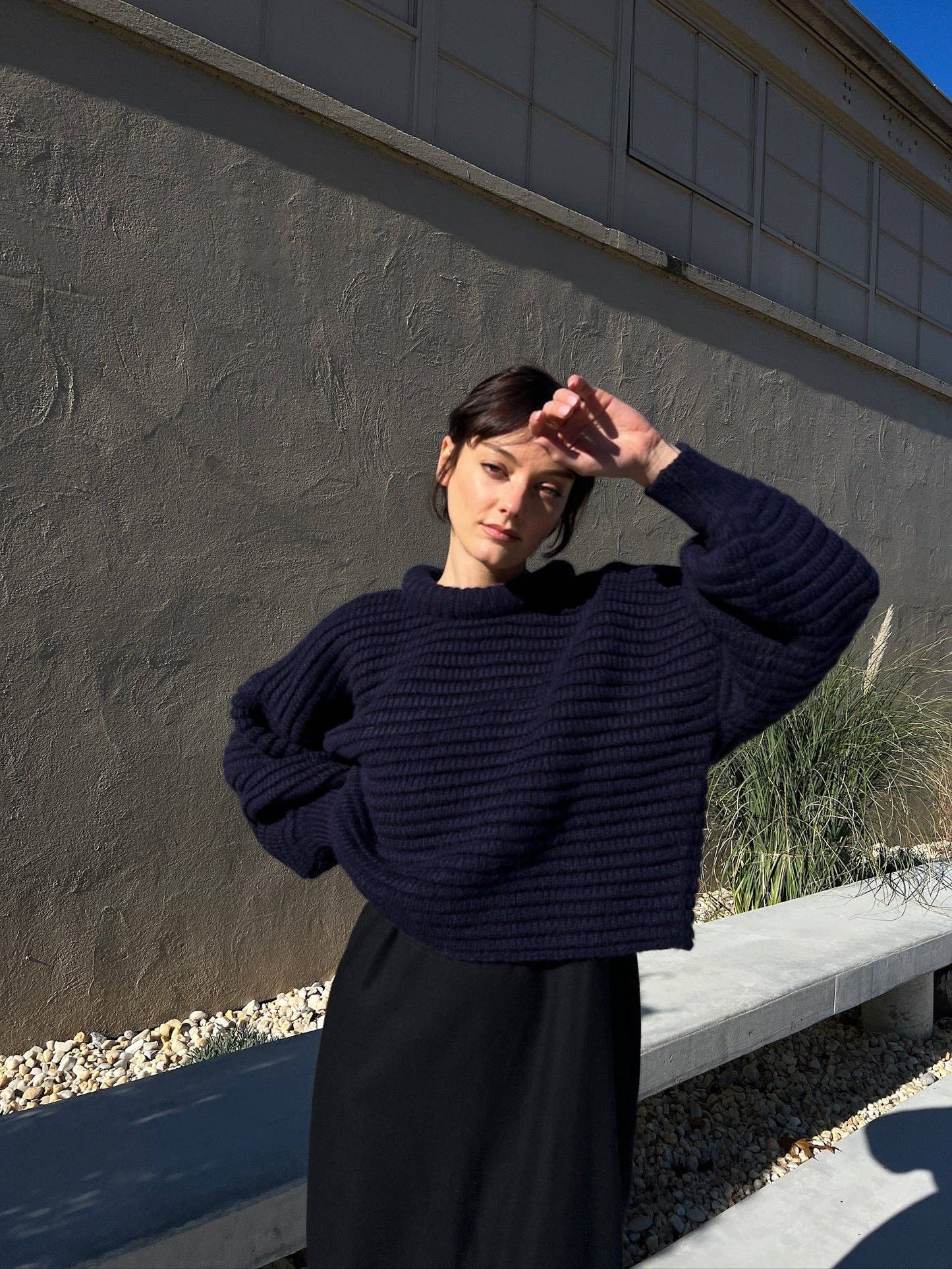 Romy Knitted Alpaca Balloon Sleeve Sweater: Umber / O/S
