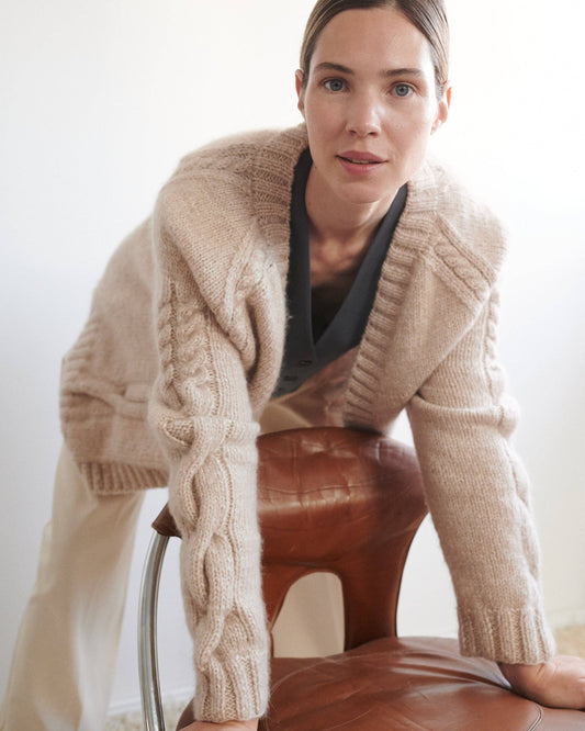 Vilnelė: Beige Merino Wool Cardigan: Beige / S