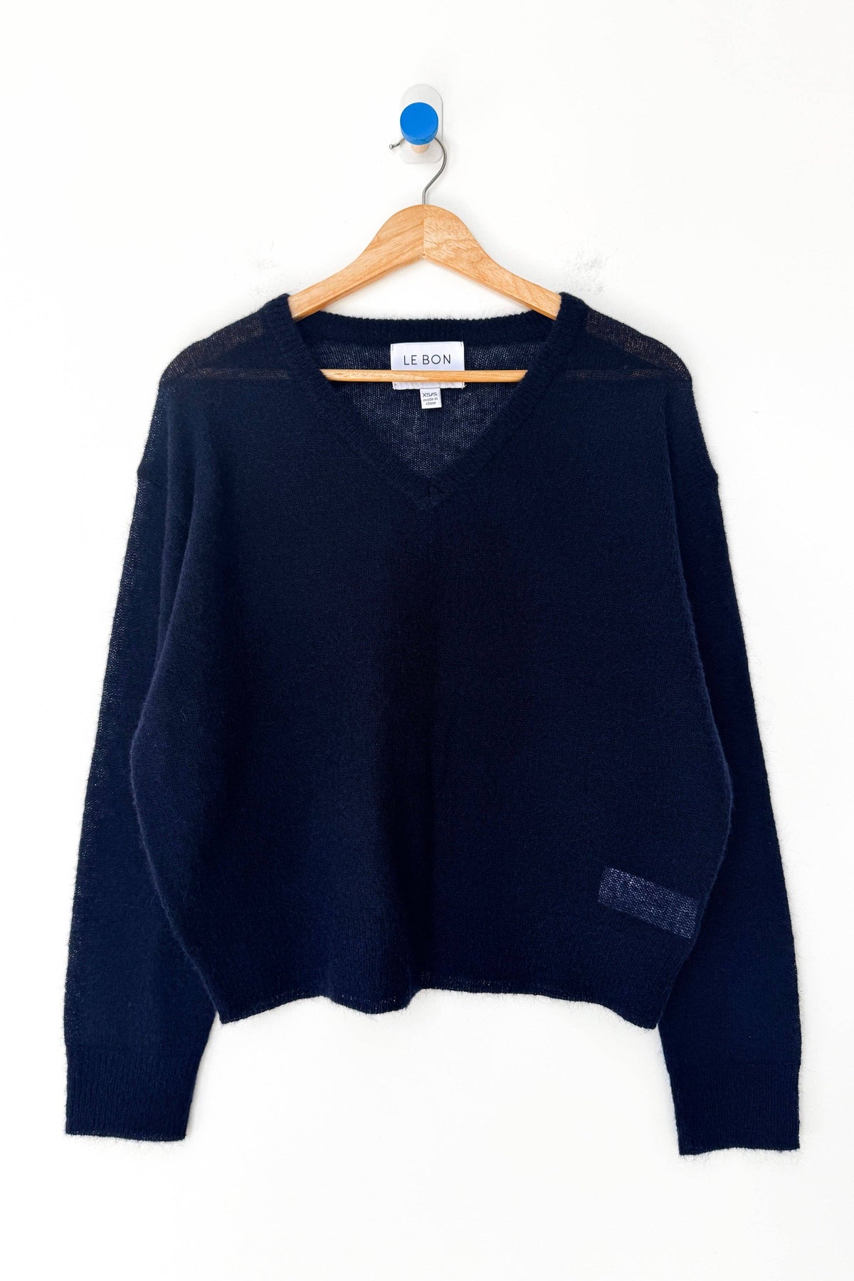 Matthew V-Neck Mohair Sweater Icy Grey