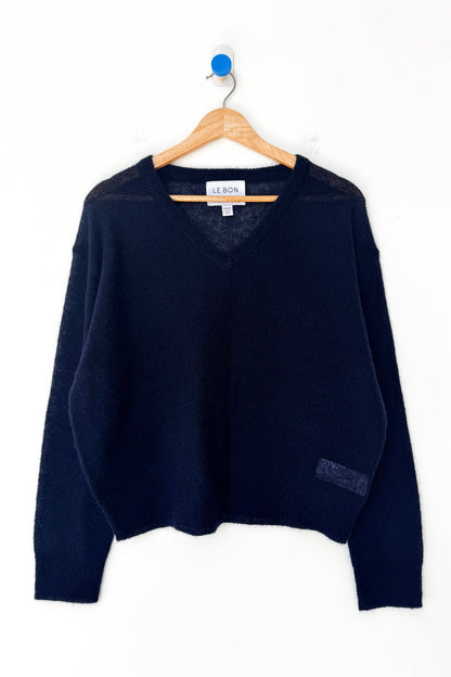 Matthew V-Neck Mohair Sweater Icy Grey