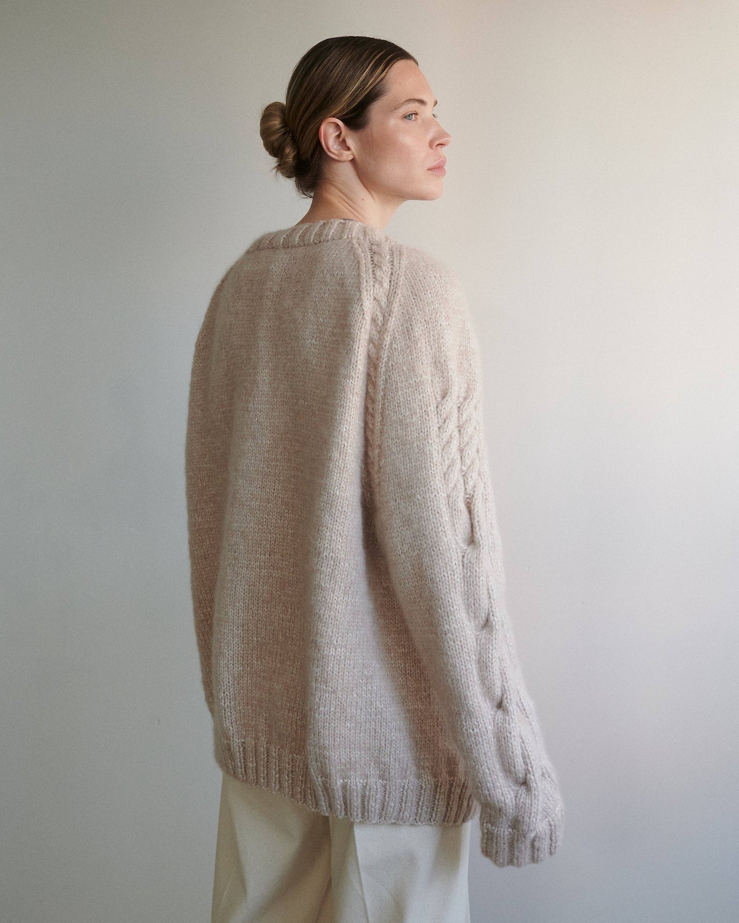 Vilnelė: Beige Merino Wool Cardigan: Beige / S