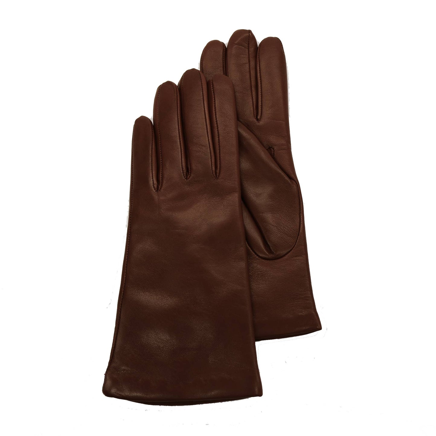 MADE IN ITALY 9" LEATHER GLOVES WITH CASHMERE LINING: BLACK / 7.5