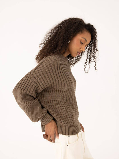 Delčia: 100% Cotton Earth Brown Sweater  : Brown / S