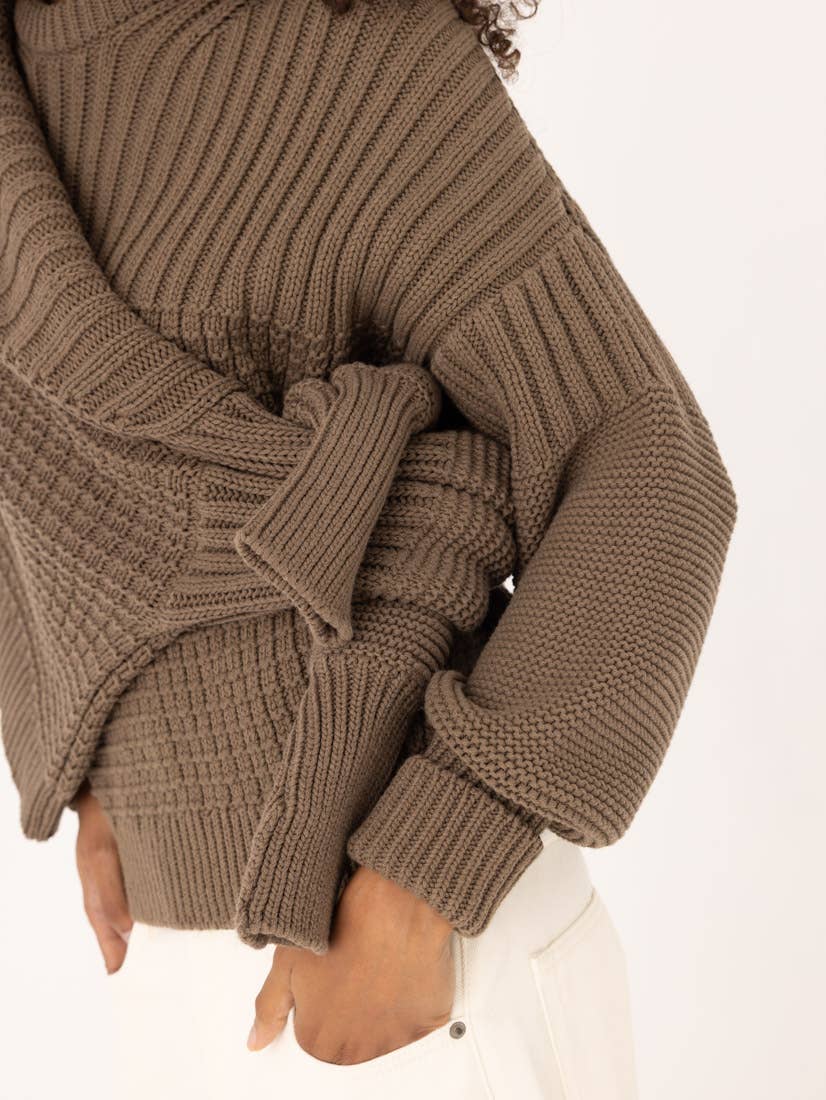 Delčia: 100% Cotton Earth Brown Sweater  : Brown / S
