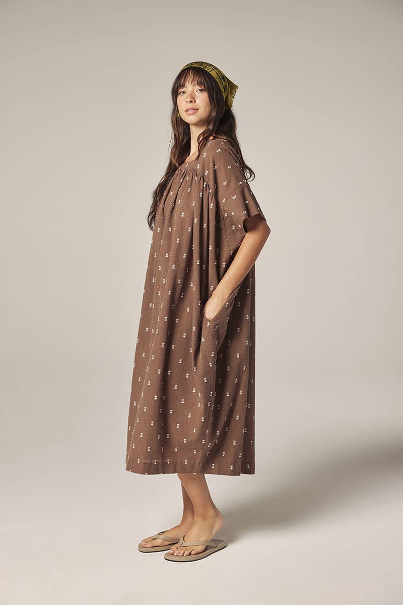 Jacquard pull over dress: Mocha