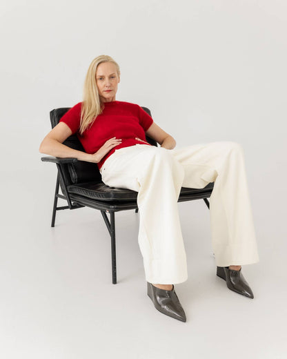 Lašas: Poppy Red Mohair & Silk Top: Red