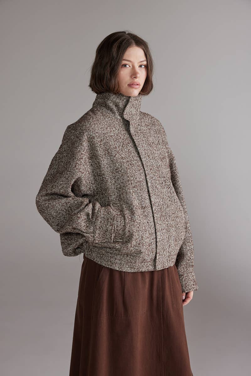Wool Blend  Bomber Jacket