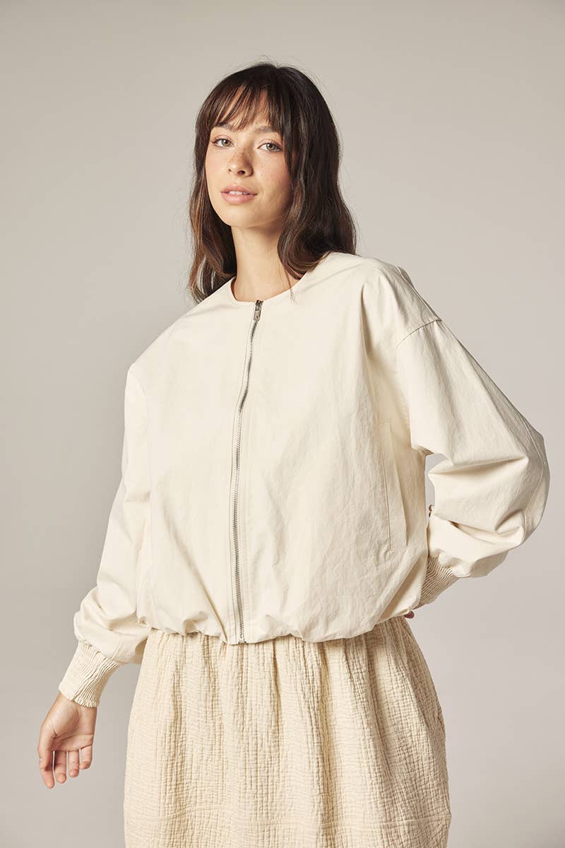 Smoked sleeve zip up jacket: Ecro / Solid