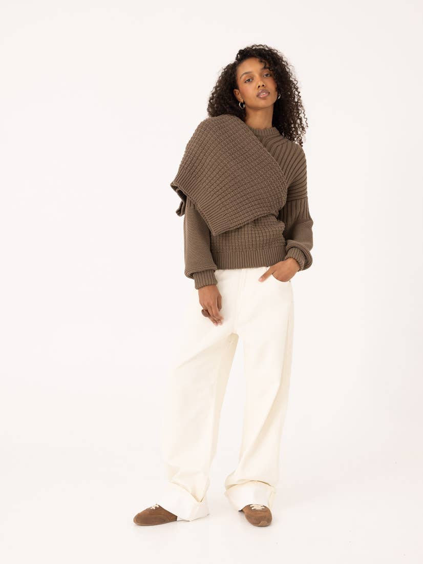Delčia: 100% Cotton Earth Brown Sweater  : Brown / S