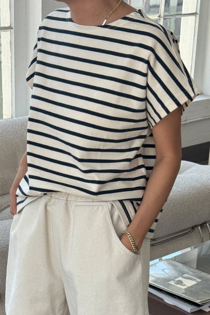 Manon Tee BLUE STRIPE ON CREAM