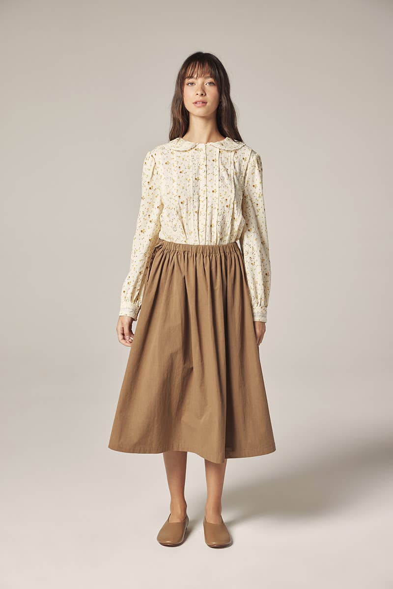 Romantic Peter pan collar shirts: Cream/Yellow / Floral