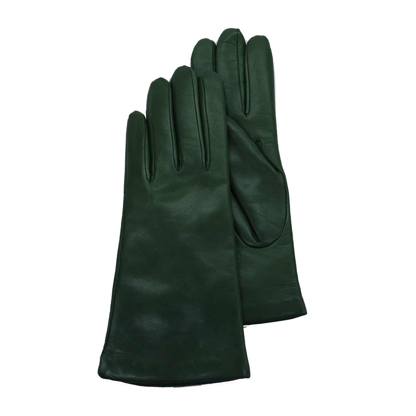 MADE IN ITALY 9" LEATHER GLOVES WITH CASHMERE LINING: BLACK / 7.5