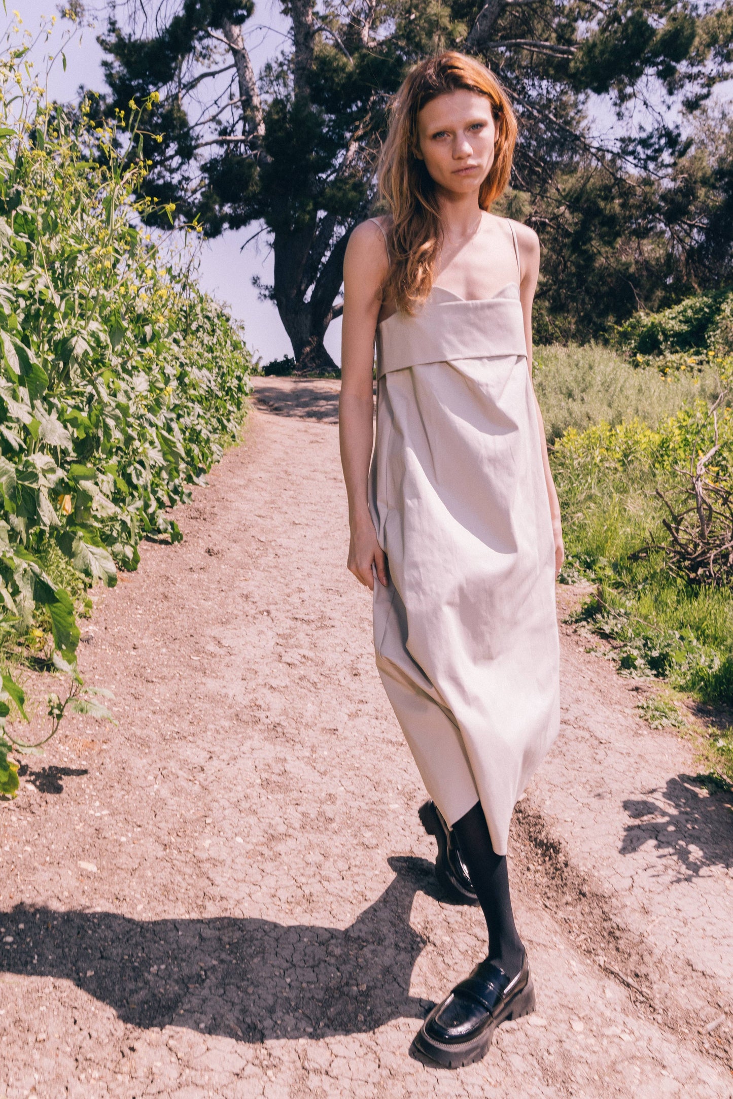 Verona Dress 3.0 Long - Organic Cotton Twill: Stone