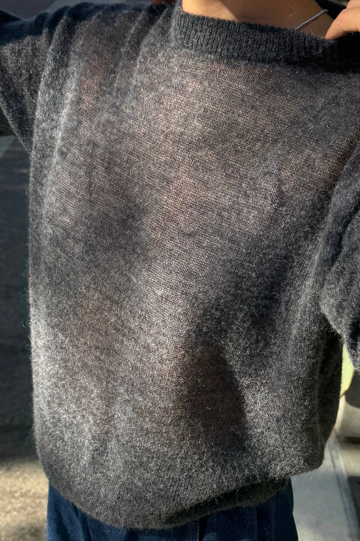 Cecile Crew Neck Mohair Sweater Charcoal