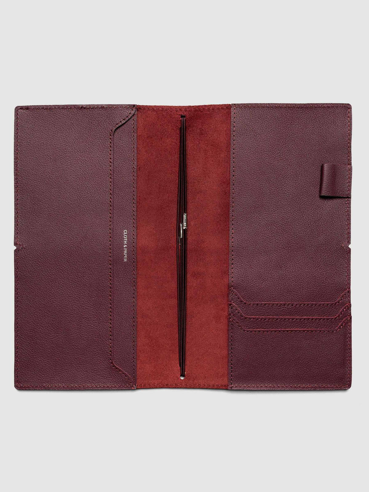 Genuine Leather Travel Notebook Cover | A5 Slim: Bordeaux