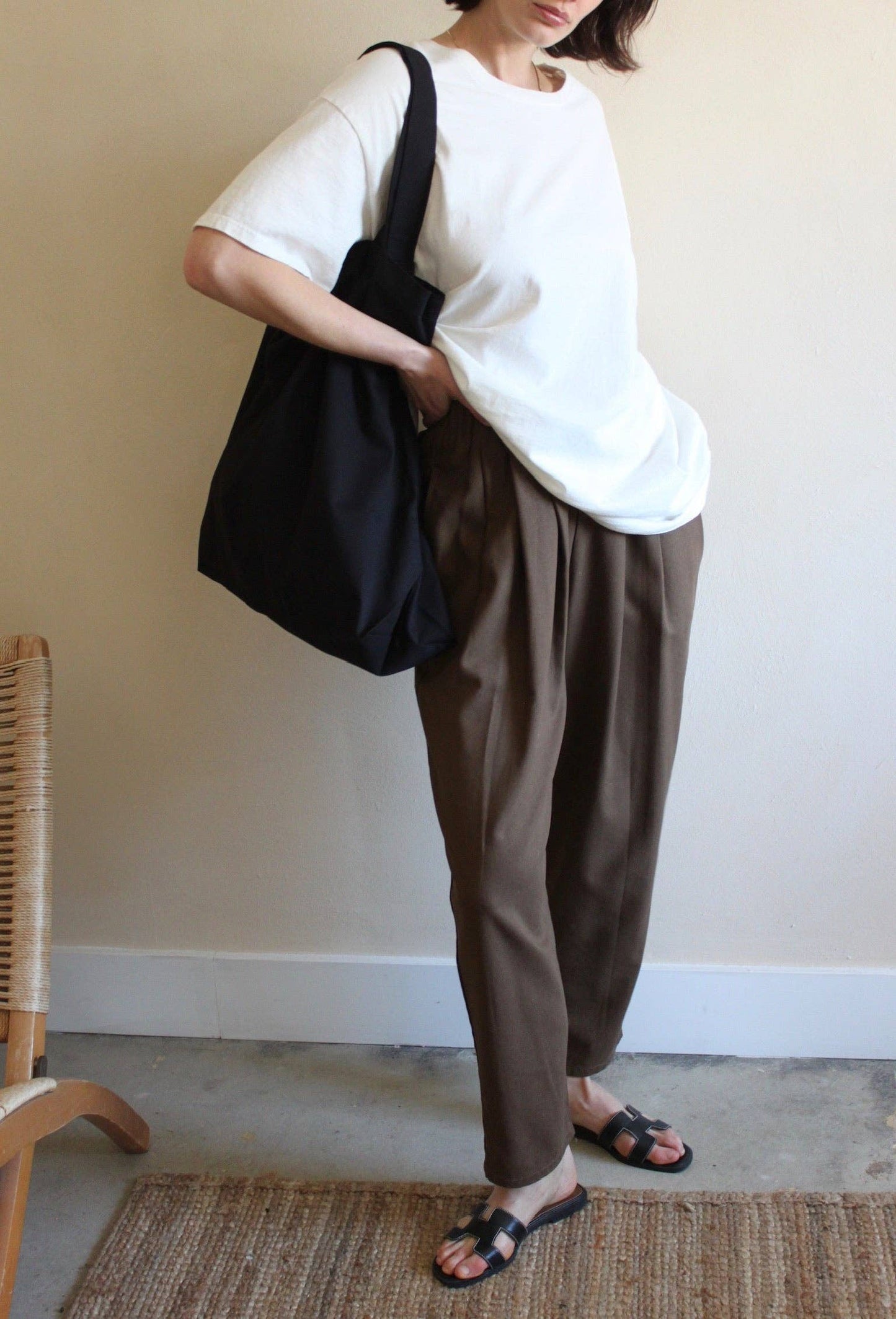 Lena Silk Canvas Pant: Black / S / 26"