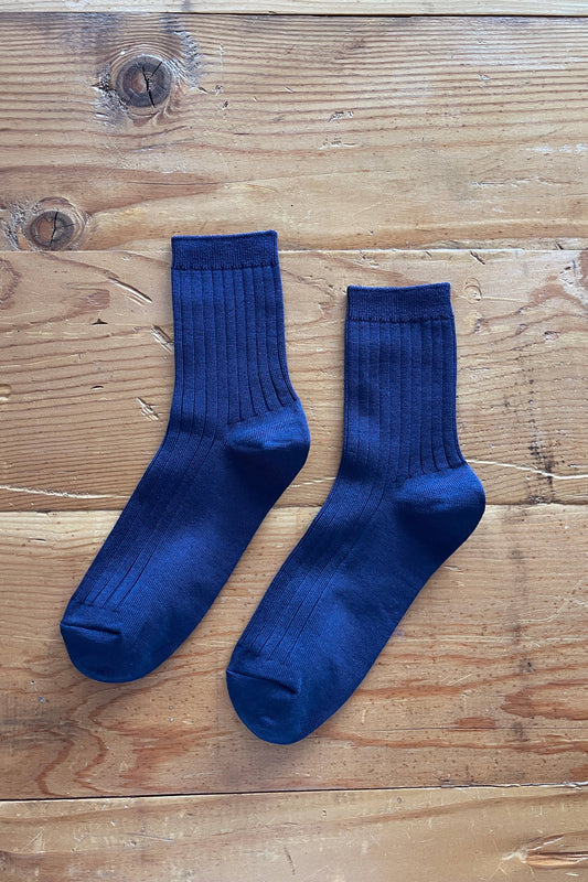 Her Socks - Mercerized Combed Cotton Rib: Midnight