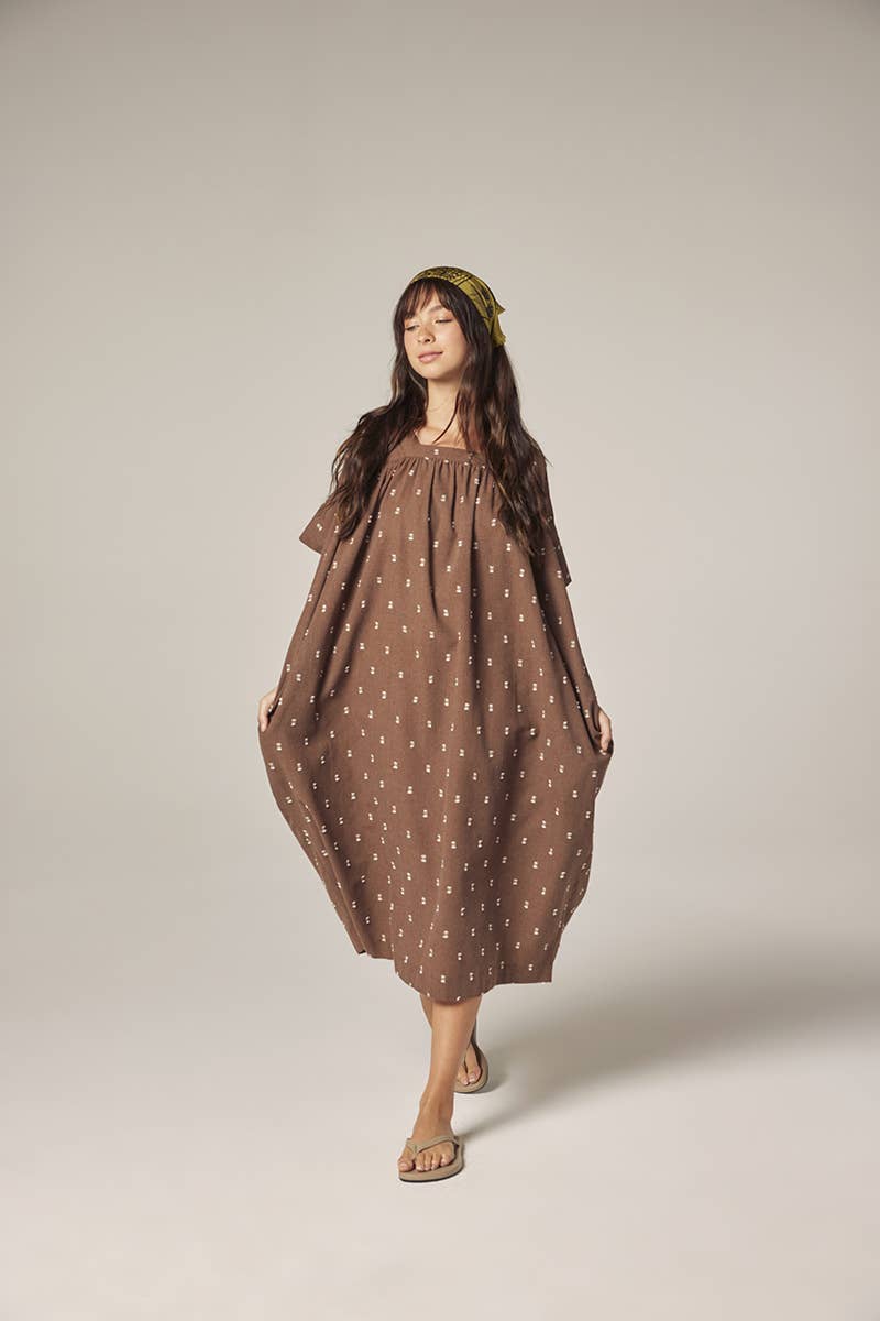 Jacquard pull over dress: Mocha
