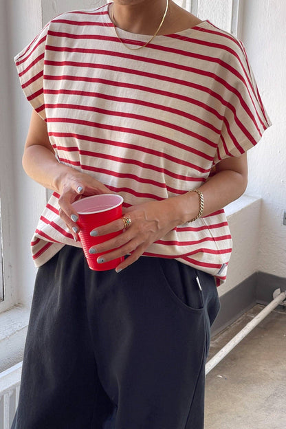 Manon Tee BLUE STRIPE ON CREAM