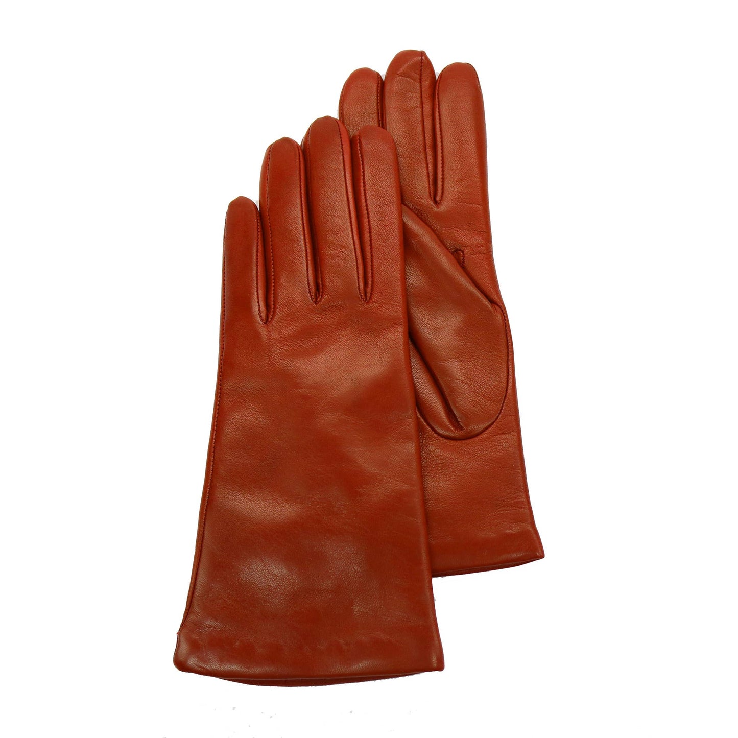 MADE IN ITALY 9" LEATHER GLOVES WITH CASHMERE LINING: BLACK / 7.5